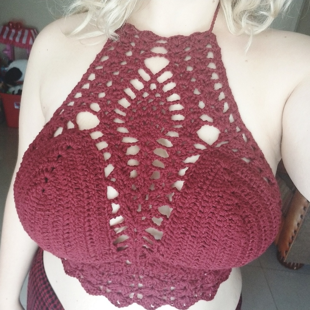 Plus Size Handmade Pineapple Crochet Halter Top